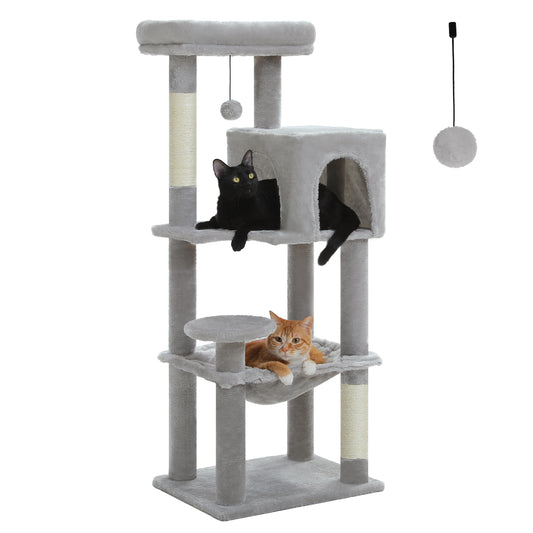PAWZ Road 113CM Cat Tree Tower Scratching Post Cat Bed Furniture Scratcher Condo House Grey