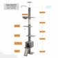 PAWZ Road Cat Tree Tower Scratching Post Ceiling High Cat Scratcher Condo Beds Grey