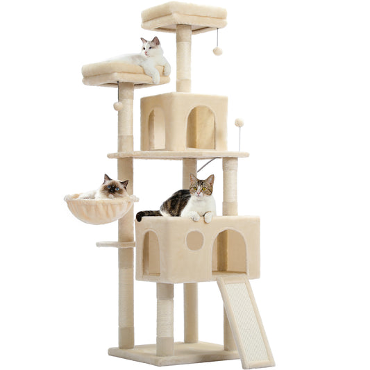 PAWZ Road Cat Tree Scratching Post Tree Large Cat Climb House Furniture with 2 Condo 162cm Beige