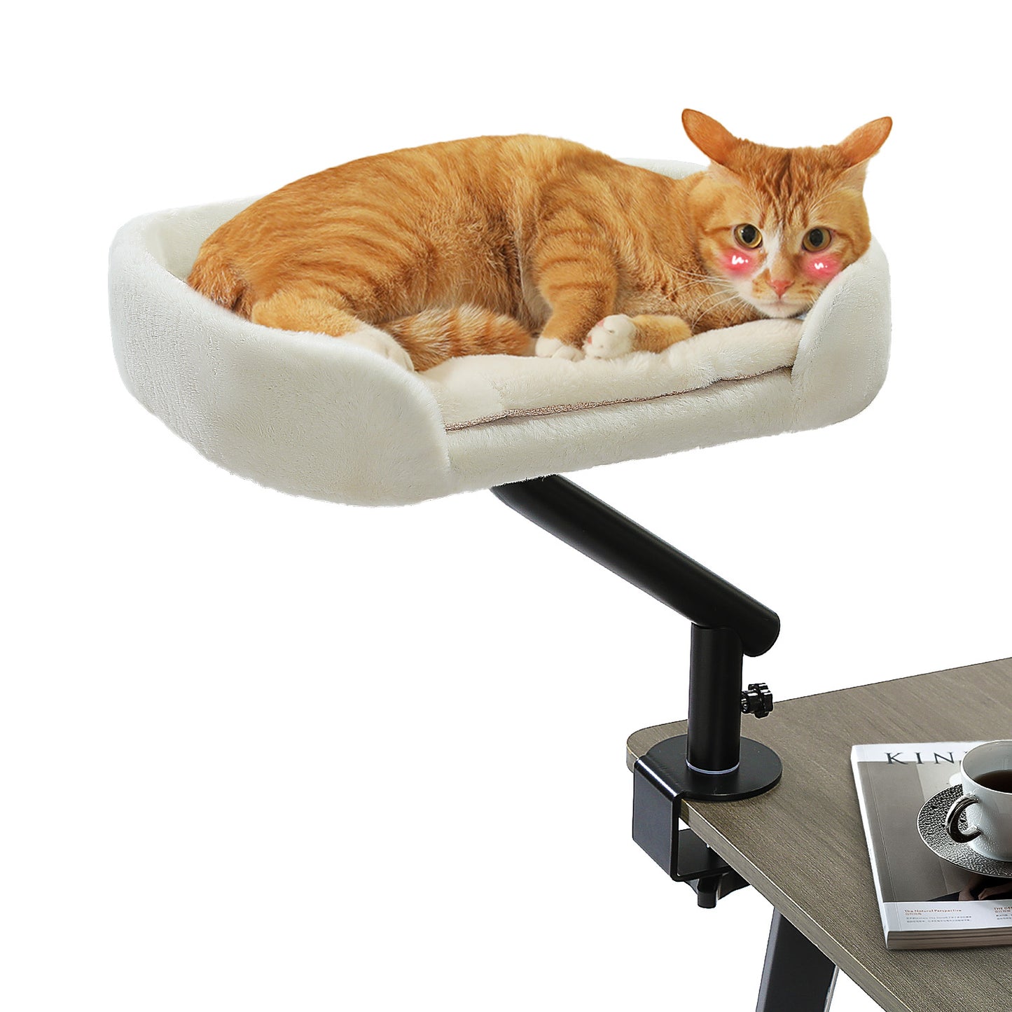 PAWZ Road Cat Desk Bed for Indoor Cats Big Hammock 360° Adjustable Support 20KG Beige