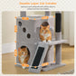PAWZ Road Cat Tree for Indoor Cats, 88cm Small Cat Tower with Sisal-Covered Scratching Posts, 2 Condos, Scratching Ramp and Dangling Toys, Ideal Kitten Play House for Multi-Kitten Households