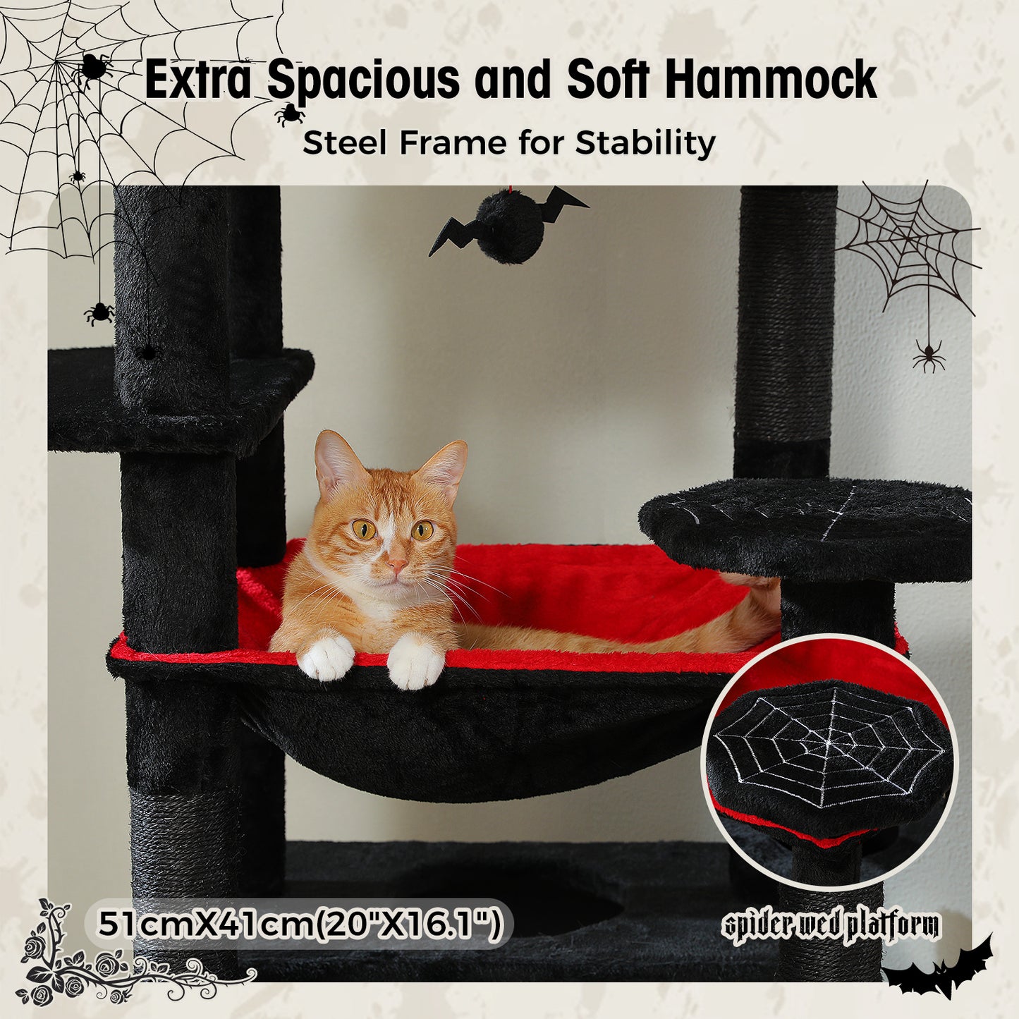 PAWZ Road 184cm Gothic Cat Tree Tower Scratching Post Scratcher Condo House Cat Furniture Black