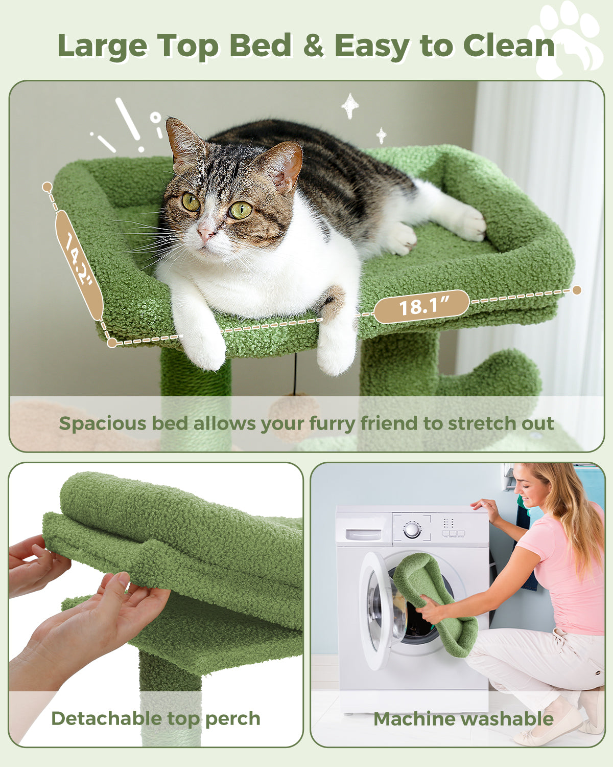 PAWZ Road Cat Tree Tower Condo House Cat Scratching Post Furniture with Hammock Green