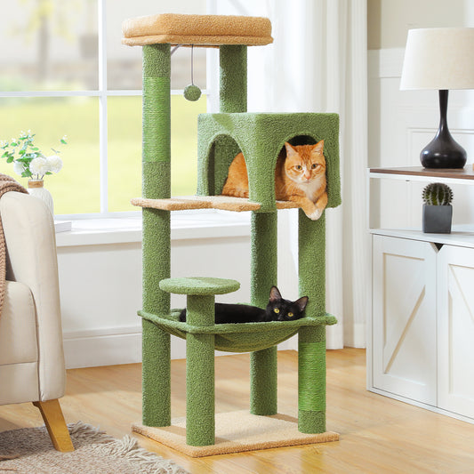 PAWZ Road 113CM Cat Tree Tower Scratching Post Cat Bed Furniture Scratcher Condo House Green