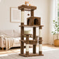 PAWZ Road 143cm Cat Tree with Scratching Post & Large Hammock & Top Perch, Large Hammock 51x41cm, Big Top Perch 45x30cm, 4 Sisal Covered Scratching Posts, 143cm, Leopard Print