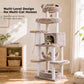 PAWZ Road 185cm Tall Cat Tree, Multi-Level Cat Tower for Large Indoor Cats Soft Long Plush Material, 2 Large Perches, Sisal-Covered Scratching Post, Hanging Hammock, Private Condo, Removable Bed, Brown