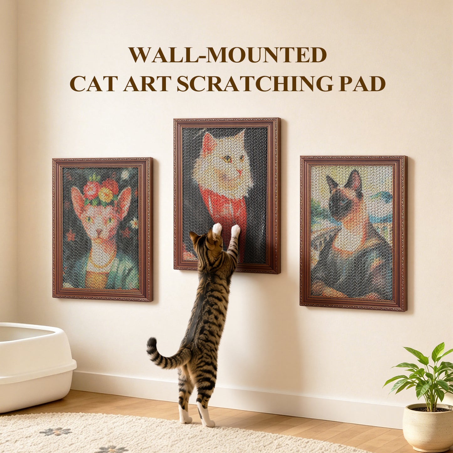 PAWZ Road 3 Packs Art Scratching Pad, Wall Cat Scratcher Board | Artistic Paint, 3 Pcs Per Box, Wall-Mountable, Daily Scratch, Furniture Protector, Durable & Scratch-Friendly