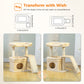 PAWZ Road Small Cat Tree Tower Scratching Post with Wide Top Perch Condo Toys Beige