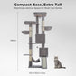 PAWZ Road 196cm Tall Cat Tree, Multi-Level Cat Tower for Large Indoor Cats 2 Large Perches, Sisal Scratching Posts & Ramp, Hanging Hammock & 2 Hanging Caves, 2 Private Condos, 2 Dangling Balls, Grey