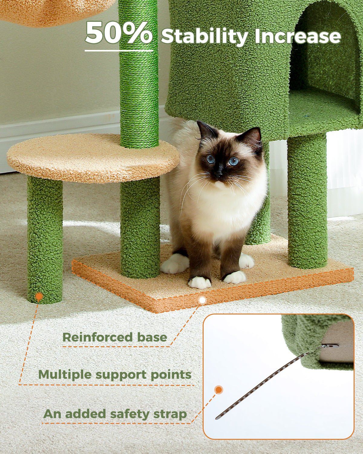 PAWZ Road Cat Tree Tower Condo House Cat Scratching Post Furniture with Hammock Green