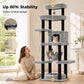 PAWZ Road 185cm Tall Cat Tree, Multi-Level Cat Tower for Large Indoor Cats Soft Long Plush Material, 2 Large Perches, Sisal-Covered Scratching Post, Hanging Hammock, Private Condo, Removable Bed, Grey