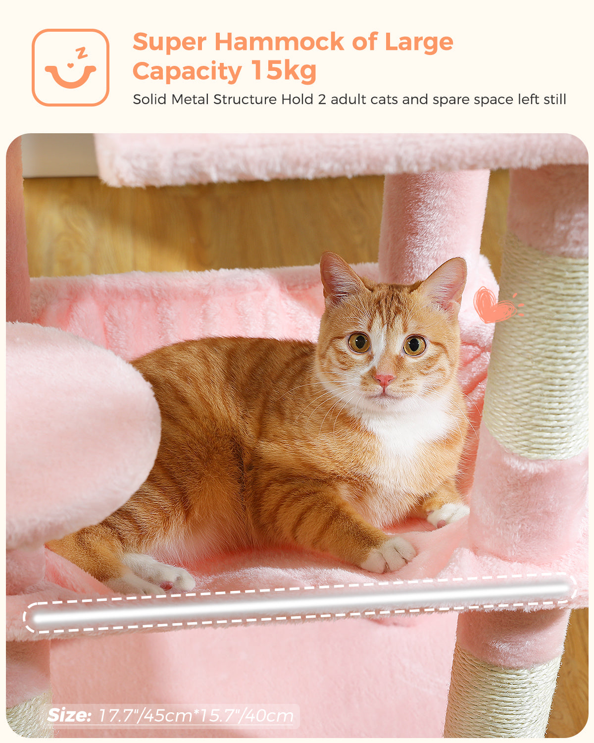 PAWZ Road 116cm Cat Tree Tower Scratching Post Scratcher Cats Condo House Bed Toys Light Pink