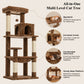 PAWZ Road 143cm Cat Tree with Scratching Post & Large Hammock & Top Perch, Large Hammock 51x41cm, Big Top Perch 45x30cm, 4 Sisal Covered Scratching Posts, 143cm, Leopard Print