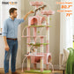 PAWZ Road 205cm Large Flower Cat Tree Tower Scratching Post Scratcher Condo House Cat Furniture Pink
