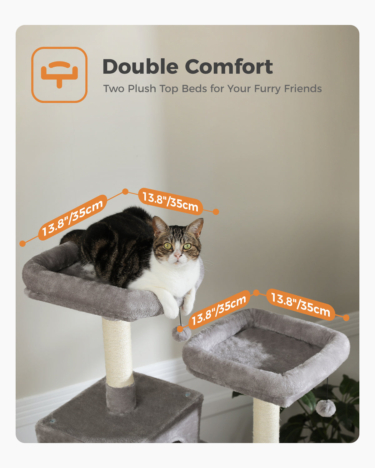 PAWZ Road Cat Tree Tower Scratching Post Adult Cats Condo House Bed Toys 180cm Grey