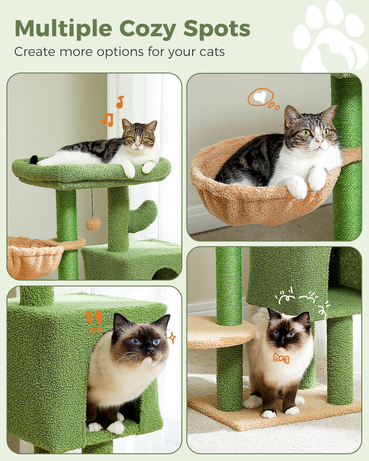 PAWZ Road Cat Tree Tower Condo House Cat Scratching Post Furniture with Hammock Green