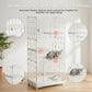 PAWZ Road 4-Tier Cat Cage, 72 x 46 x 145 CM Large Cat Enclosure with Ladder& DIY Platform, Metal Wire Kennel for Indoor/Outdoor Cats, White