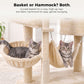 PAWZ Road 196cm Tall Cat Tree, Multi-Level Cat Tower for Large Indoor Cats 2 Large Perches, Sisal Scratching Posts & Ramp, Hanging Hammock & 2 Hanging Caves, 2 Private Condos, 2 Dangling Balls, Beige