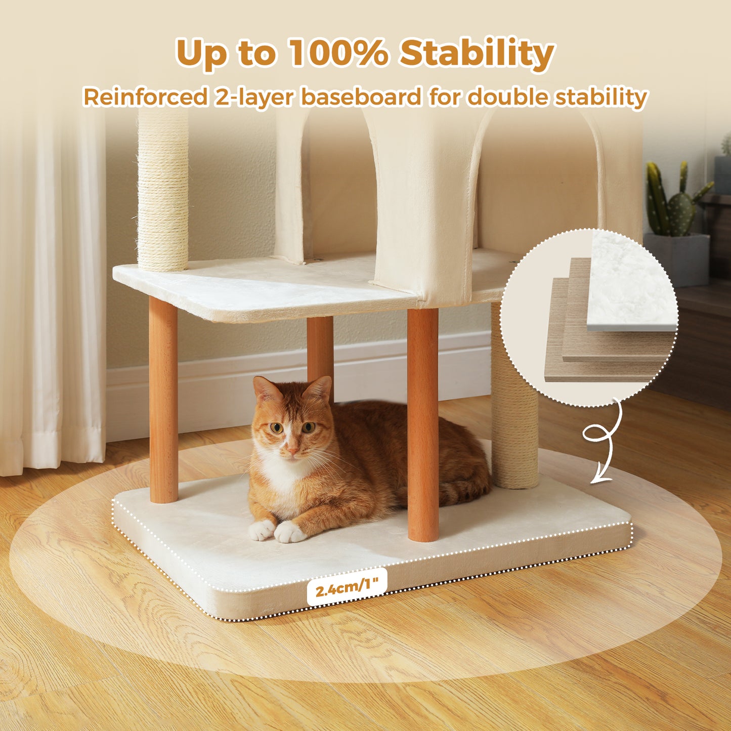 PAWZ Road 135CM Cat Tree Tower Scratching Post Scratcher Wooded Cats Condo House Beige
