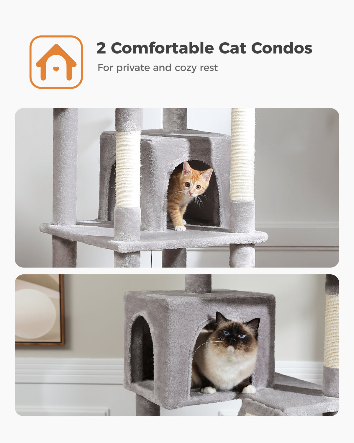 PAWZ Road Cat Tree Tower Scratching Post Adult Cats Condo House Bed Toys 180cm Grey