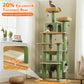 PAWZ Road 205cm Large Cactus Cat Tree Tower Scratching Post Scratcher Condo House Cat Furniture Green