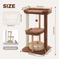 PAWZ Road 88cm Wooden Cat Tree for Large Cats, Cat Tower with Removable Bed, Sisal-Covered Scratching Post, Spacious Large Top Perch, Removable Basket, Big Bed and Pompom Balls, for Indoor Cats, Brown