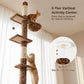 PAWZ Road Cactus Floor-to-Ceiling Cat Tree 5-Tier Cat Tower with Hammock ,229-275cm Adjustable Height ,Ceiling Tree in Green,No Drilling&Space Saving Tall Cat Tree, Multi-Level Skinny Cat Tower, Leopard print