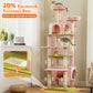 PAWZ Road 205cm Large Flower Cat Tree Tower Scratching Post Scratcher Condo House Cat Furniture Pink