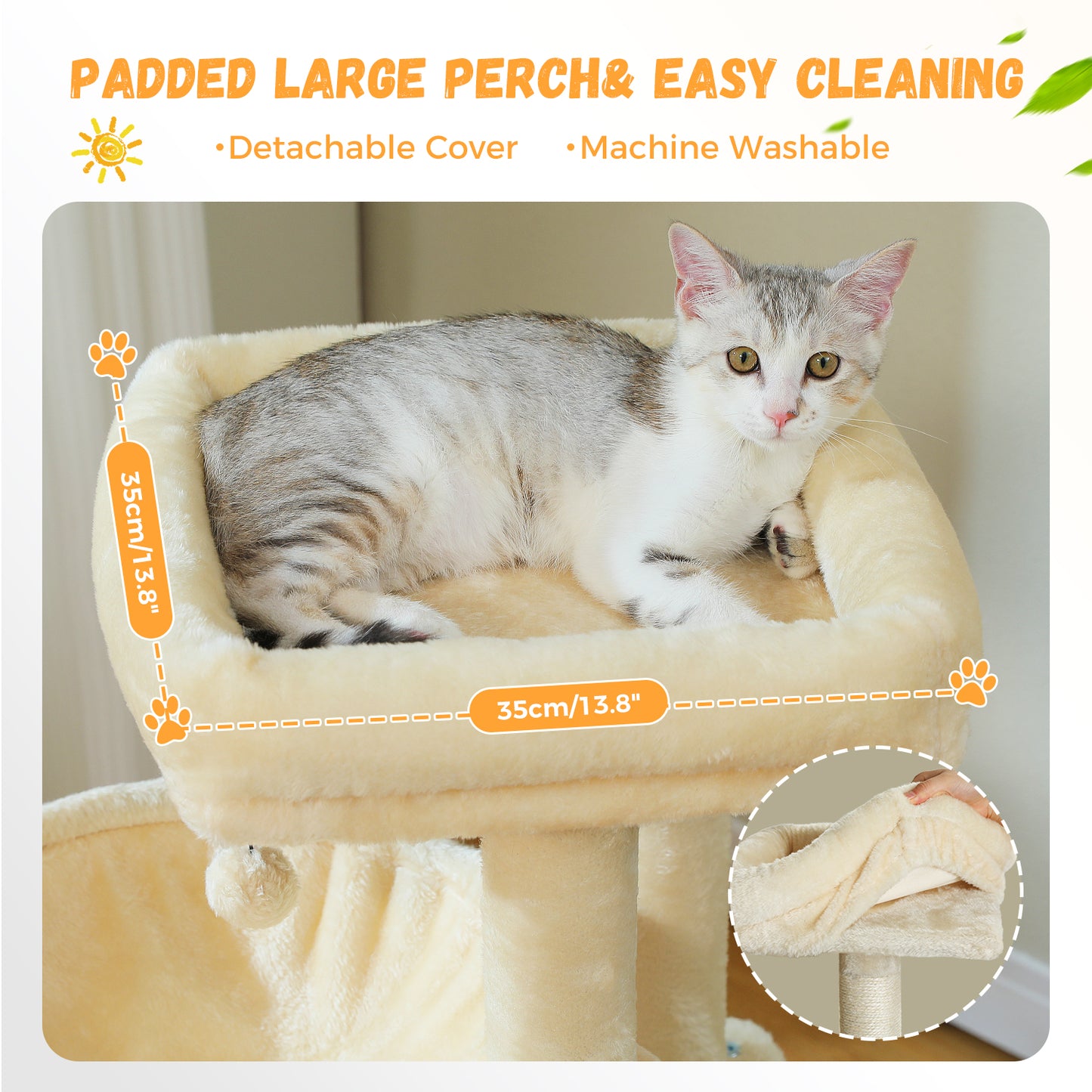 PAWZ Road 104cm Cat Tree Tower Scratching Post Scratcher Condo House for Indoor Cats Beige
