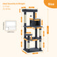 PAWZ Road 143CM Cat Tree Tower Scratching Post Cat Bed Furniture Scratcher Condo House Dark Grey