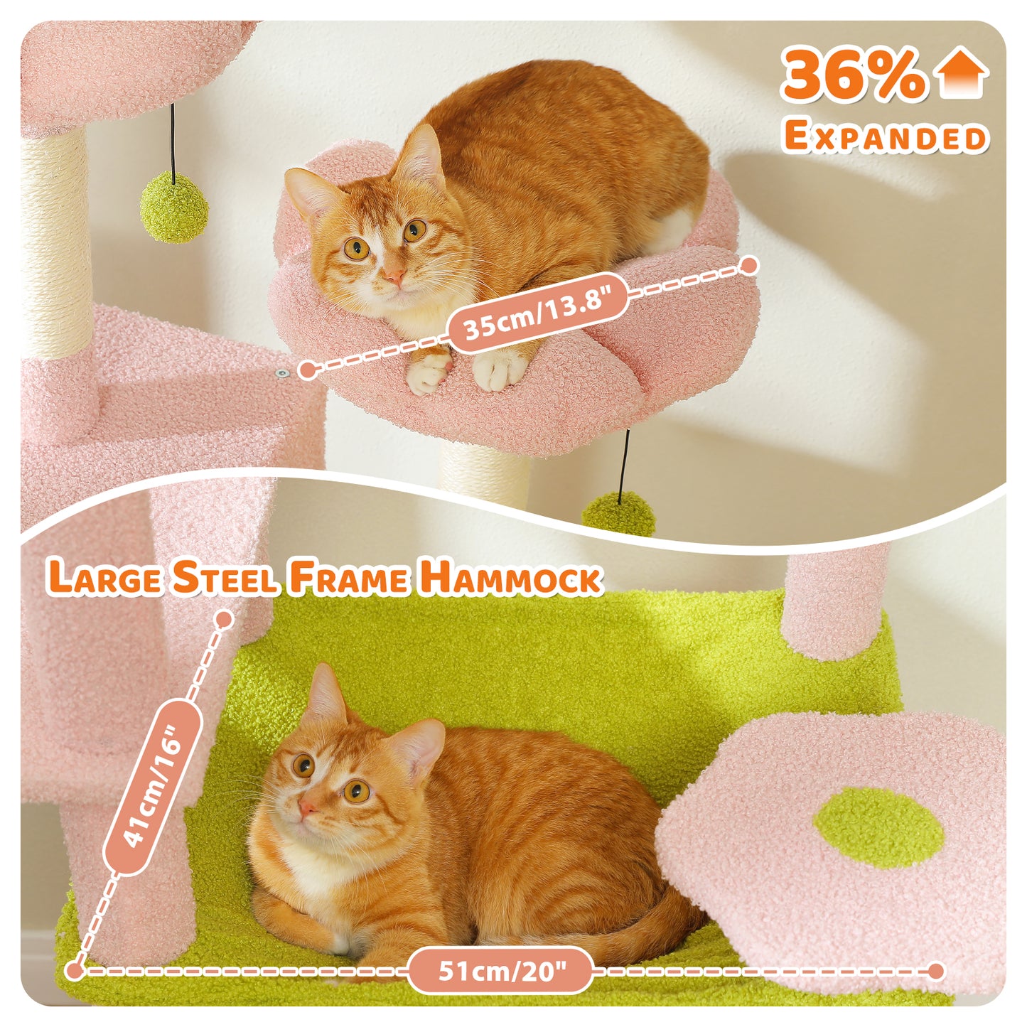 PAWZ Road 205cm Large Flower Cat Tree Tower Scratching Post Scratcher Condo House Cat Furniture Pink