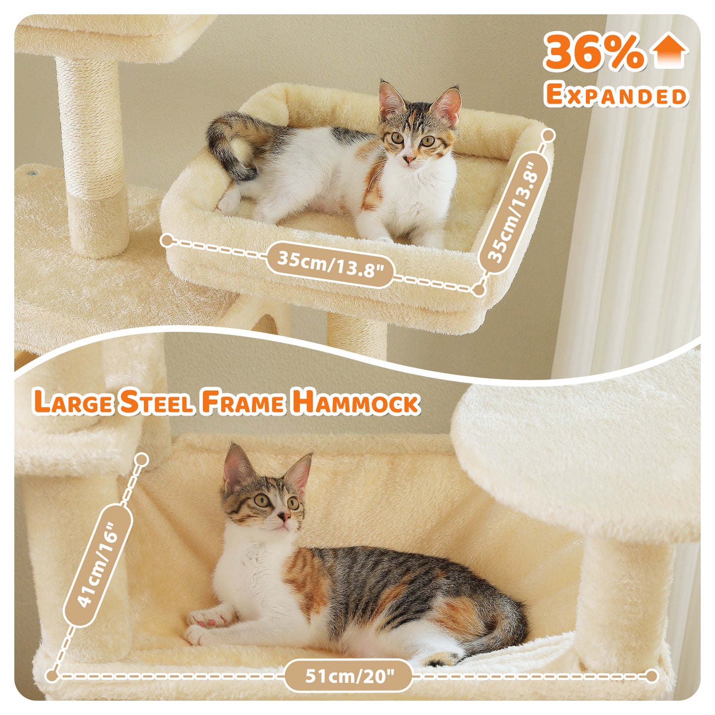 PAWZ Road 205cm Large Cat Tree Tower Scratching Post Scratcher Condo House Cat Furniture Beige