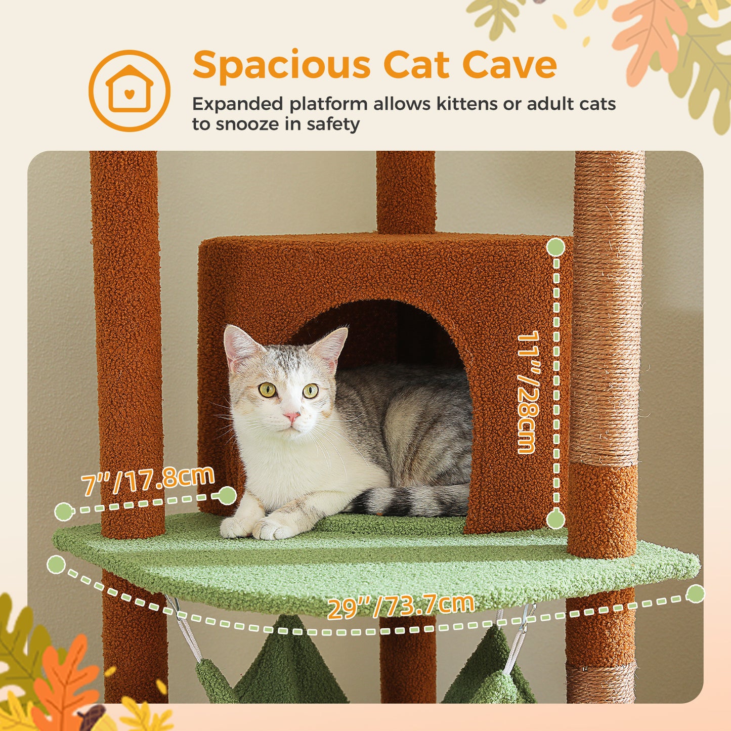 Cat Tree Tower Scratching Post Floor to Ceiling Height Adjustable Cat Condo Bed Brown