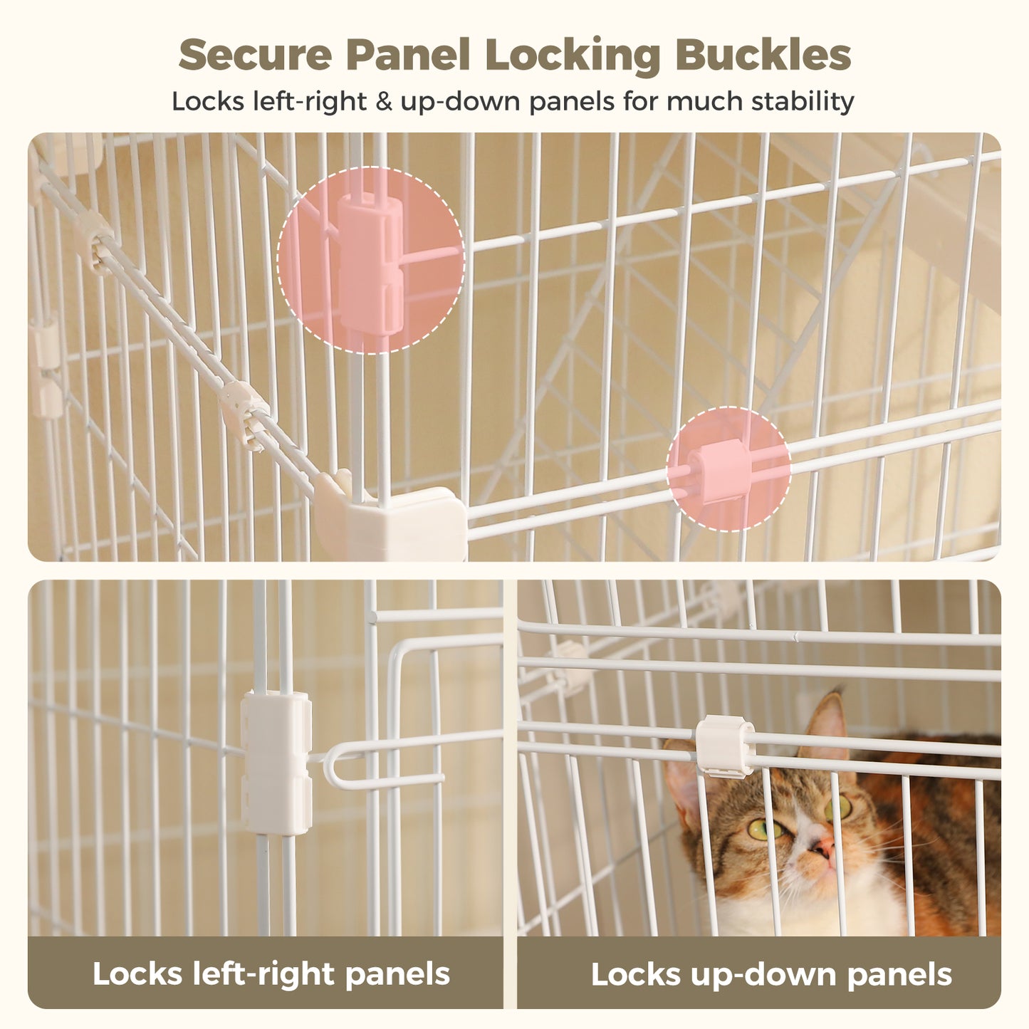 PAWZ Road 4-Tier Cat Cage, 72 x 46 x 145 CM Large Cat Enclosure with Ladder& DIY Platform, Metal Wire Kennel for Indoor/Outdoor Cats, White
