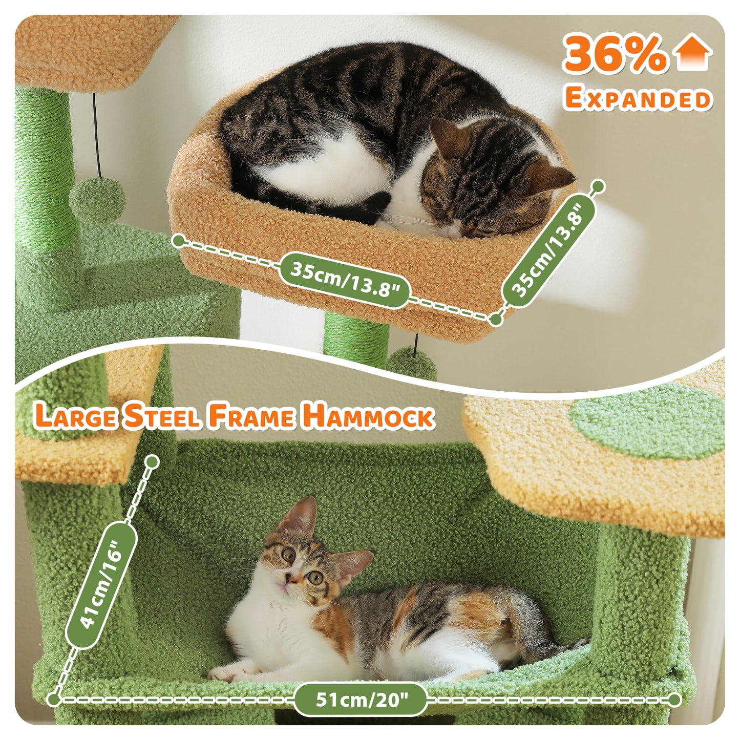 PAWZ Road 205cm Large Cactus Cat Tree Tower Scratching Post Scratcher Condo House Cat Furniture Green