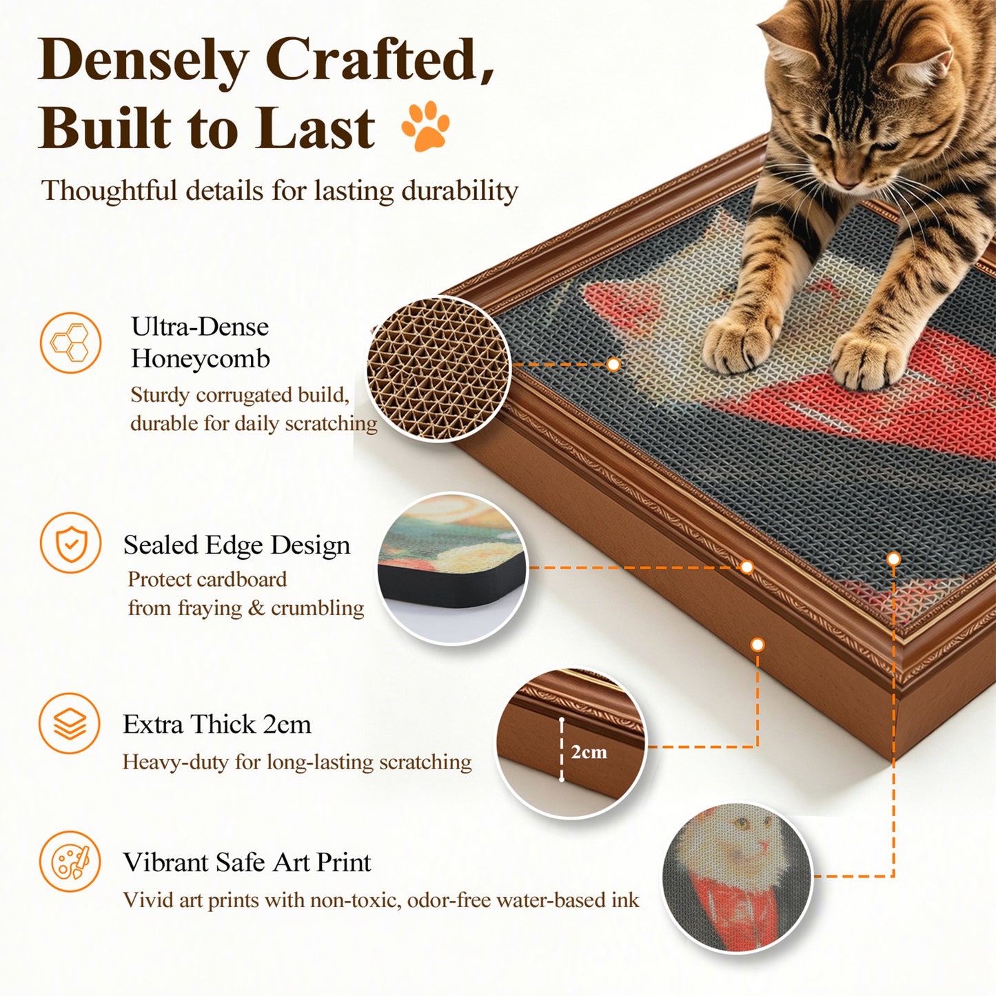 PAWZ Road 3 Packs Art Scratching Pad, Wall Cat Scratcher Board | Artistic Paint, 3 Pcs Per Box, Wall-Mountable, Daily Scratch, Furniture Protector, Durable & Scratch-Friendly