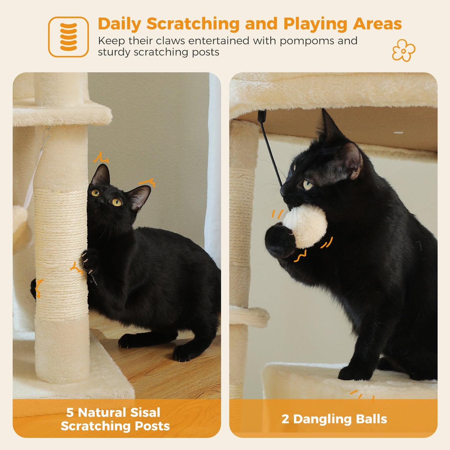 PAWZ Road 181cm Large Cat Tree Tower Scratching Post Condo House Furniture Cat Beds Beige