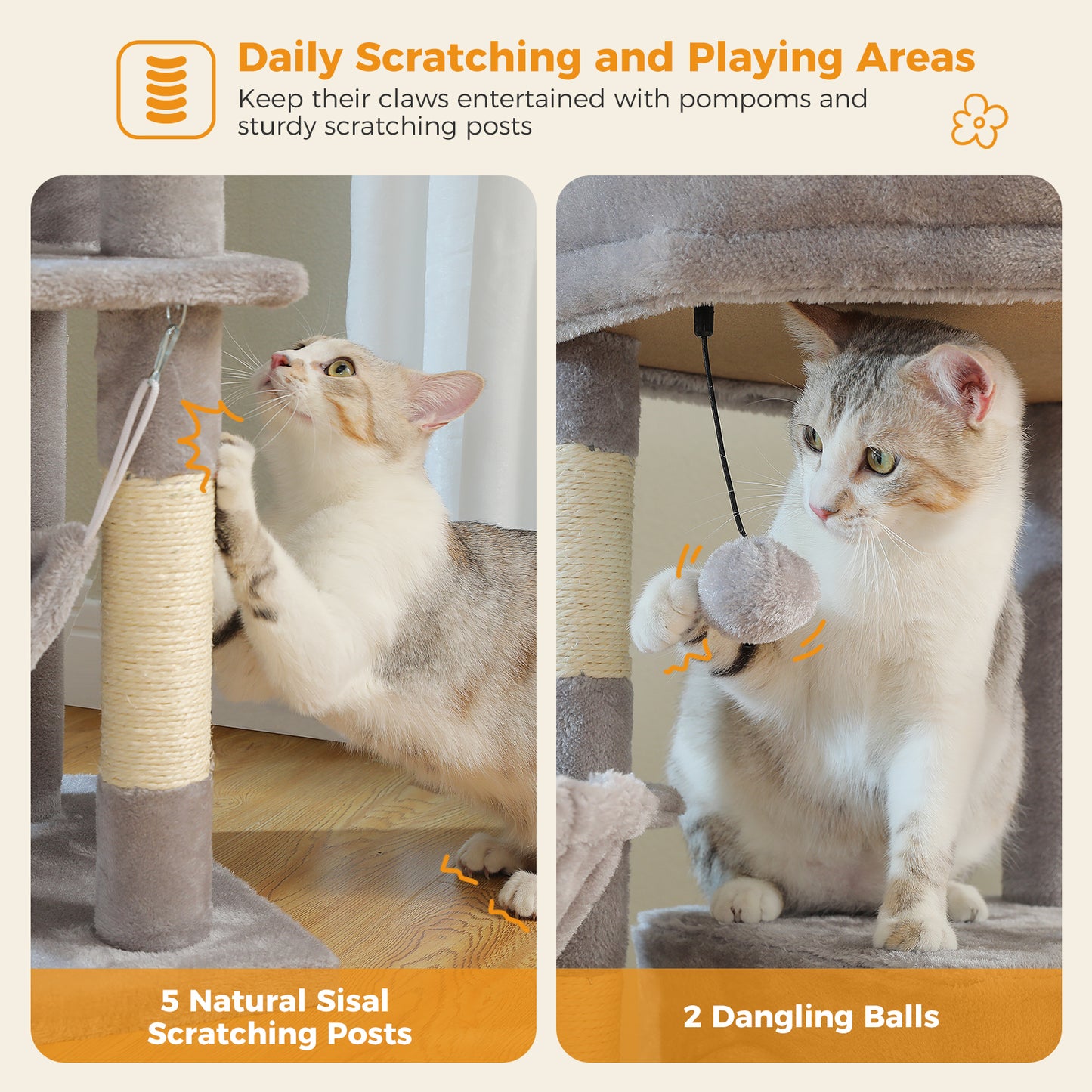 PAWZ Road 181cm Large Cat Tree Tower Scratching Post Condo House Furniture Cat Beds Grey