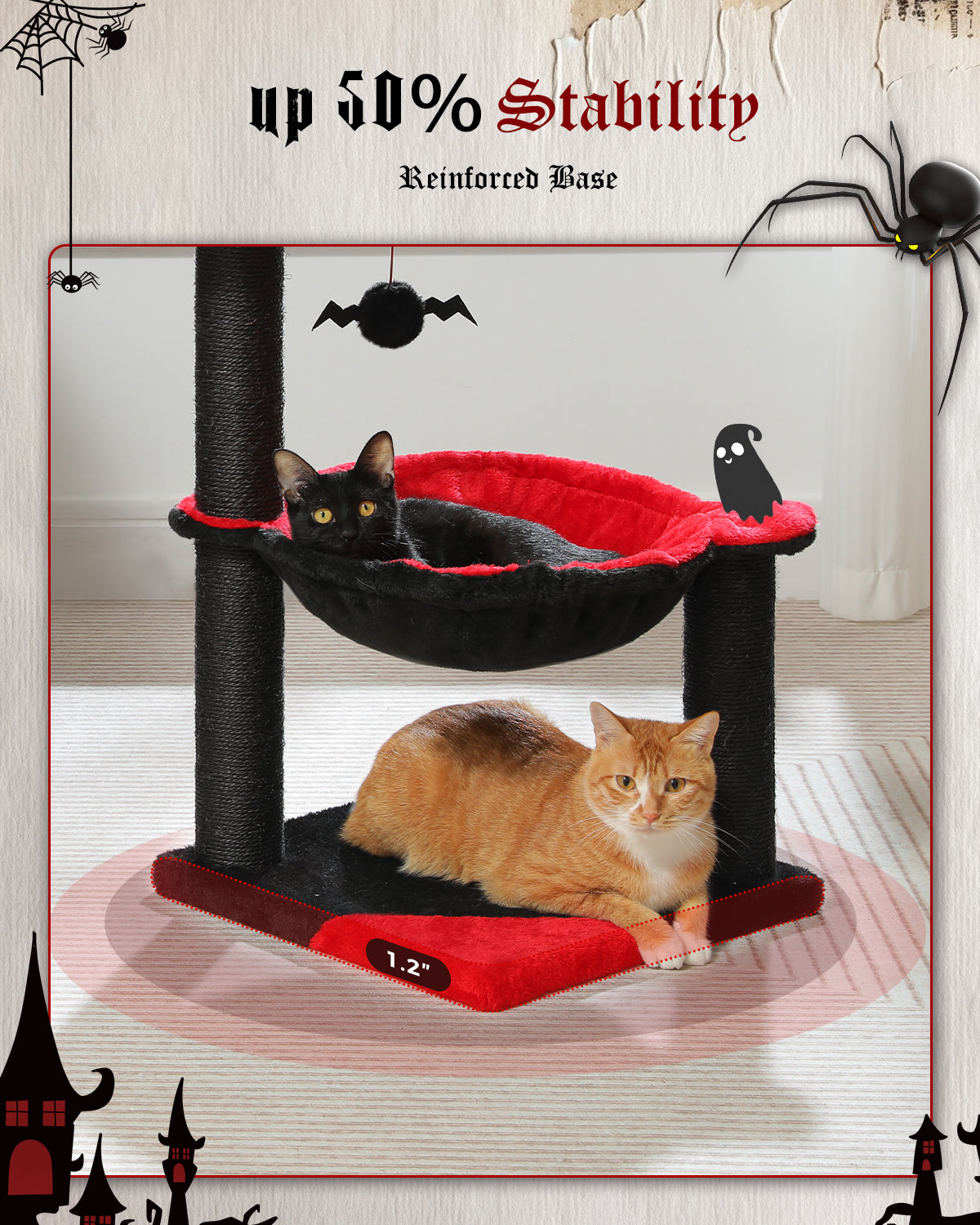 PAWZ Road Cat Tree Tower Scratching Post for Kitten Bed Condo House with Hammock Black