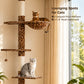 PAWZ Road Cactus Floor-to-Ceiling Cat Tree 5-Tier Cat Tower with Hammock ,229-275cm Adjustable Height ,Ceiling Tree in Green,No Drilling&Space Saving Tall Cat Tree, Multi-Level Skinny Cat Tower, Leopard print