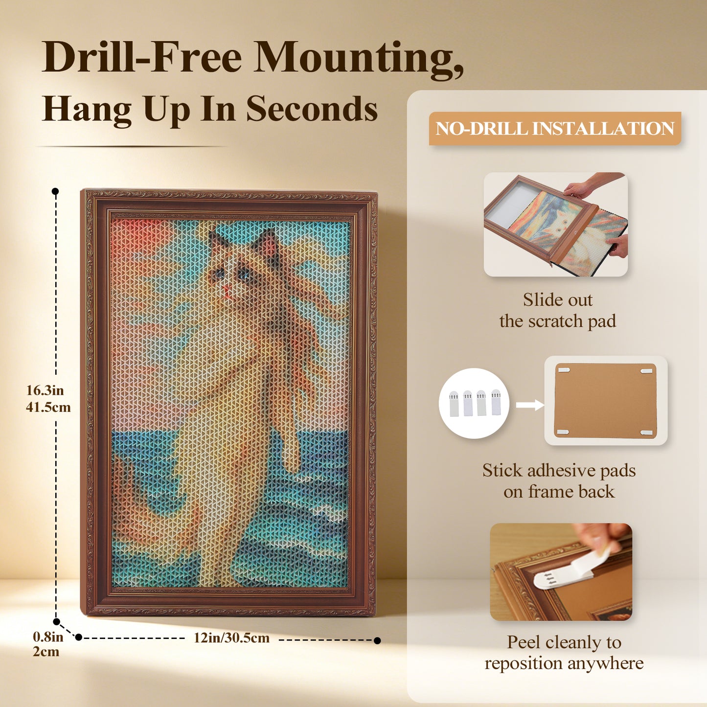 PAWZ Road 3 Packs Art Scratching Pad, Wall Cat Scratcher Board | Artistic Paint, 3 Pcs Per Box, Wall-Mountable, Daily Scratch, Furniture Protector, Durable & Scratch-Friendly