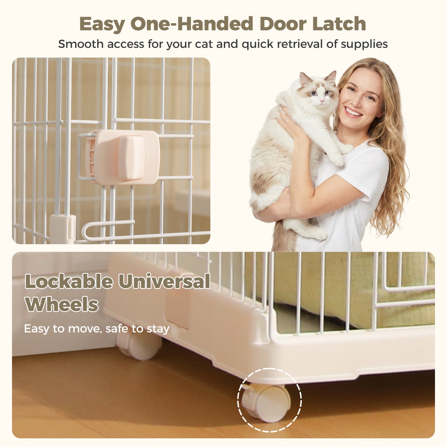 PAWZ Road 4-Tier Cat Cage, 72 x 46 x 145 CM Large Cat Enclosure with Ladder& DIY Platform, Metal Wire Kennel for Indoor/Outdoor Cats, White