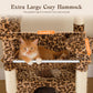 PAWZ Road 184cm Cat Tree for Indoor Cats, Leopard Print Cat Tower with Hammock Sisal-Covered Scratching Post & Pad, Spacious Hammock, Dual Condos, 2 Padded Perches, Dangling Balls, for Indoor Cats