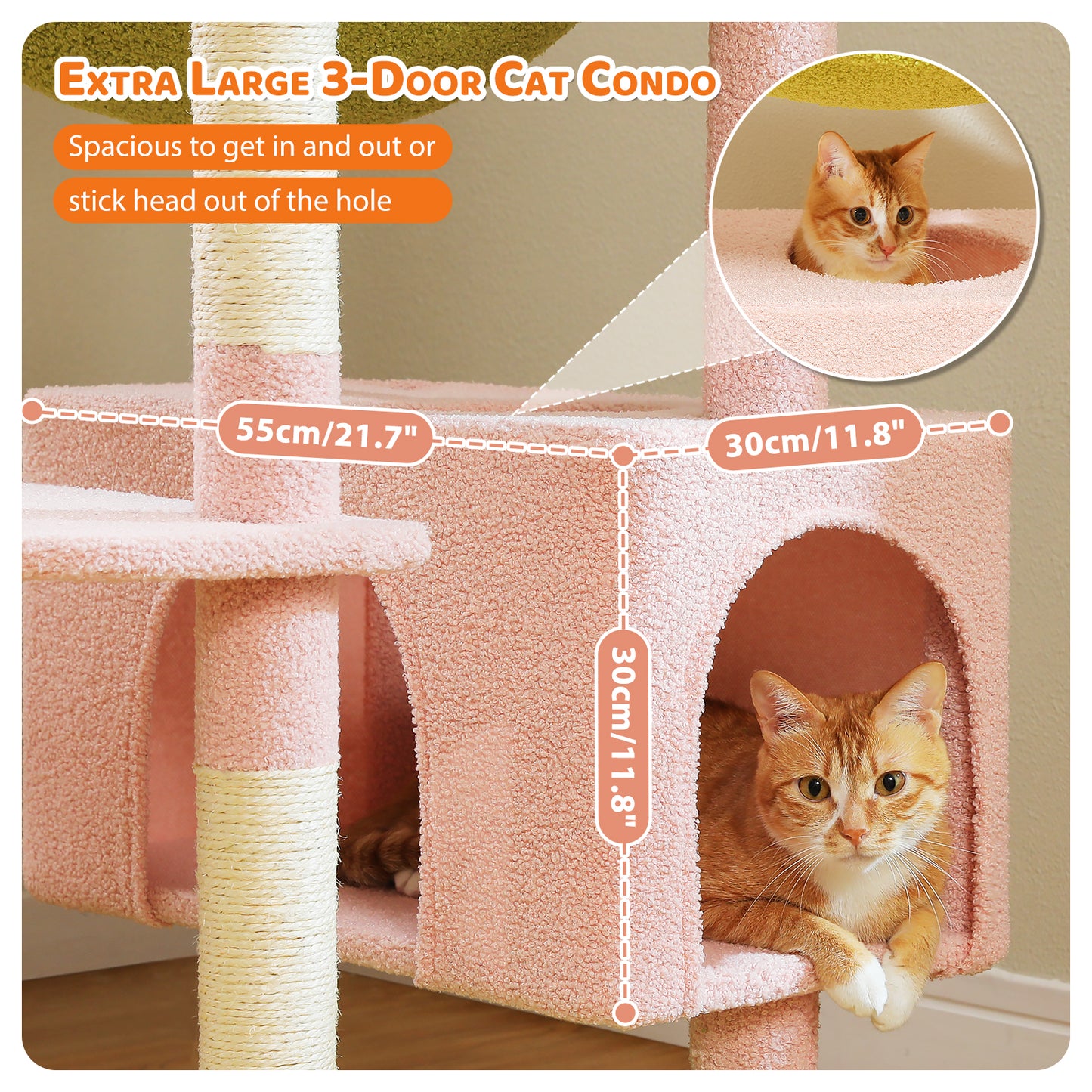 PAWZ Road 205cm Large Flower Cat Tree Tower Scratching Post Scratcher Condo House Cat Furniture Pink