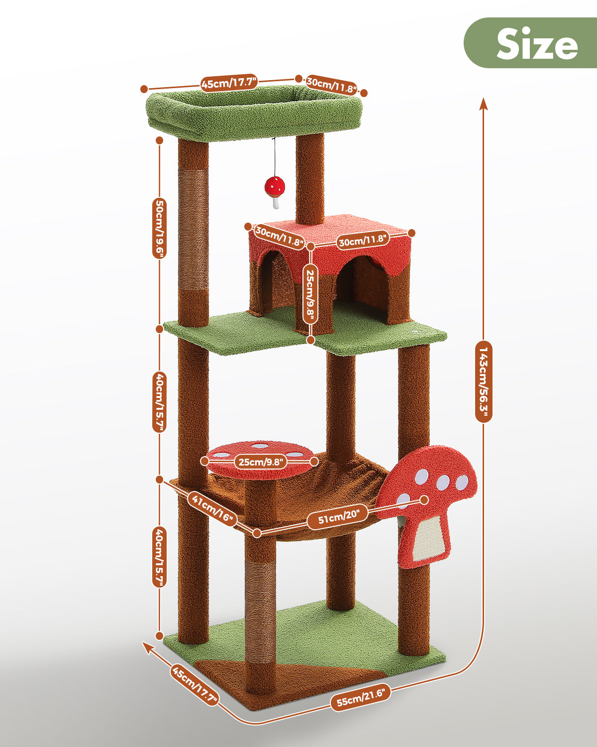 PAWZ Road 143cm Cat Tree Tower Scratching Post Scratcher Cat Condo House Bed Furniture Brown