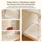 PAWZ Road 4-Tier Cat Cage, 72 x 46 x 145 CM Large Cat Enclosure with Ladder& DIY Platform, Metal Wire Kennel for Indoor/Outdoor Cats, White
