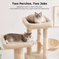 PAWZ Road 196cm Tall Cat Tree, Multi-Level Cat Tower for Large Indoor Cats 2 Large Perches, Sisal Scratching Posts & Ramp, Hanging Hammock & 2 Hanging Caves, 2 Private Condos, 2 Dangling Balls, Beige