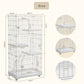 PAWZ Road 4-Tier Cat Cage, 72 x 46 x 145 CM Large Cat Enclosure with Ladder& DIY Platform, Metal Wire Kennel for Indoor/Outdoor Cats, White
