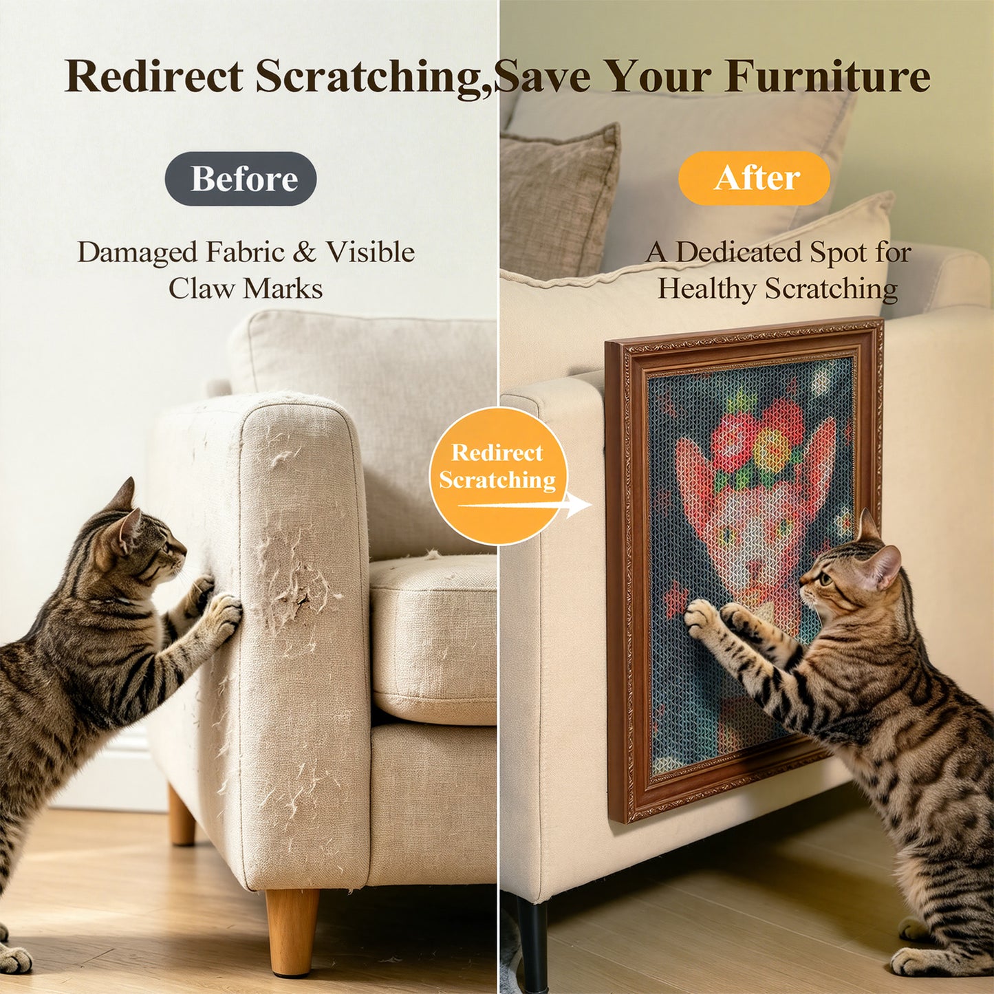 PAWZ Road 3 Packs Art Scratching Pad, Wall Cat Scratcher Board | Artistic Paint, 3 Pcs Per Box, Wall-Mountable, Daily Scratch, Furniture Protector, Durable & Scratch-Friendly