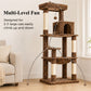PAWZ Road 143cm Cat Tree with Scratching Post & Large Hammock & Top Perch, Large Hammock 51x41cm, Big Top Perch 45x30cm, 4 Sisal Covered Scratching Posts, 143cm, Leopard Print